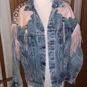 Vintage Levi’s denim jacket with leather tassels